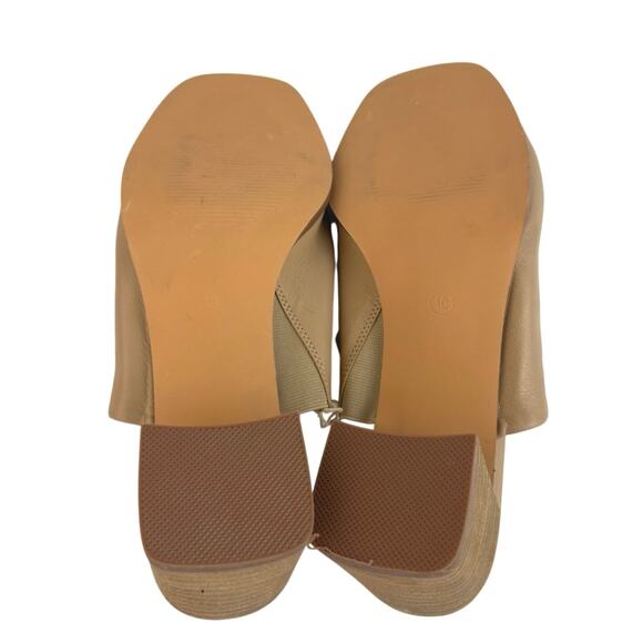 NEW Joie Olympia Tan Beige Block Heel Open Toe Slip On Slide Mule Sandals Sz 10 - Picture 4 of 8